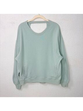 Hollister Oversized Fleece Sweatshirt Women’s S Sage Cut-Out Back Cozy 90s Y2K